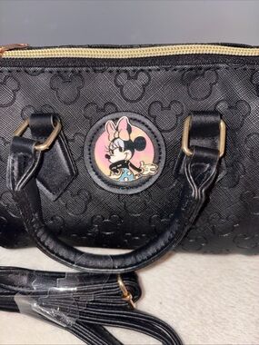 Disney Minnie Mouse Black removable Crossbody Satchel with Pink Accent